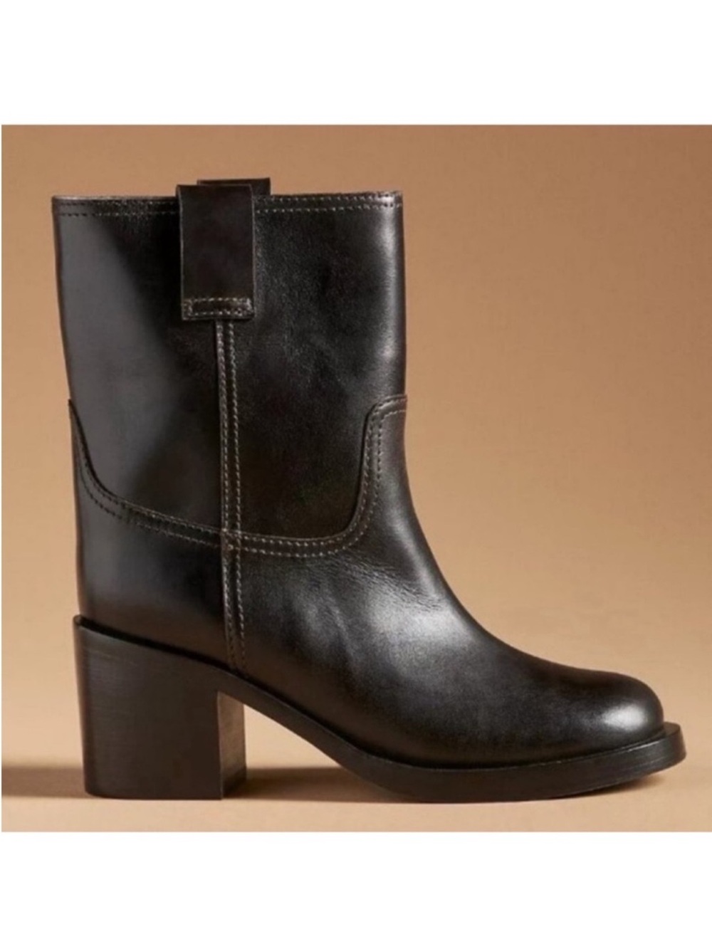 Jeffrey Campbell Dark Brown Leather The Climb Boots Pull on Block Heel US 7